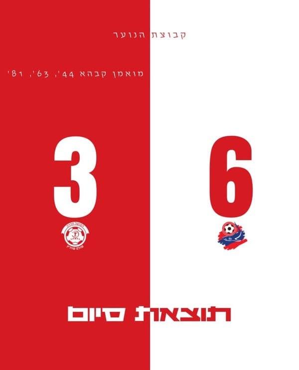 מואמן קבהא כבש שלושער בניצחון נוער הפועל חדרה בחיפה