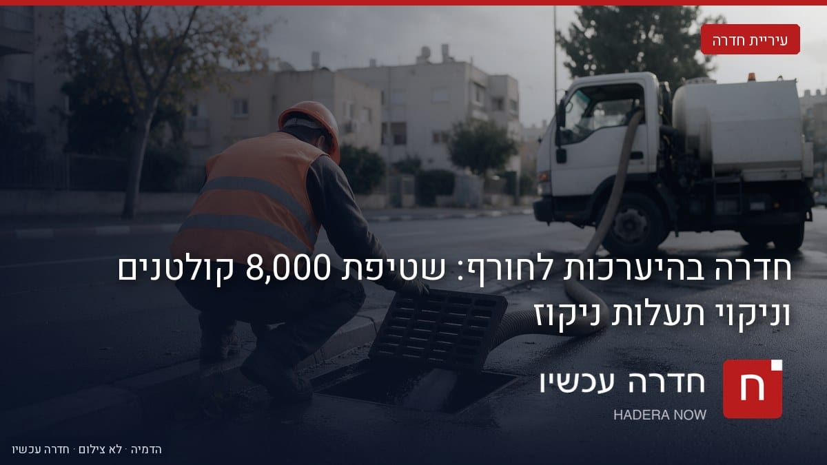 איור: בינה מלאכותית — חדרה בהיערכות לחורף: שטיפת 8,000 קולטנים וניקוי תעלות ניקוז