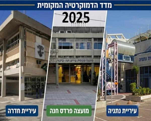 חדרה מדורגת מעל הממוצע במדד הדמוקרטיה המקומית של גלובס ופנימה
