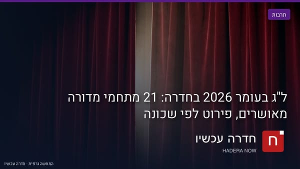 איור: בינה מלאכותית — ל"ג בעומר 2026 בחדרה: 21 מתחמי מדורה מאושרים, פירוט לפי שכונה