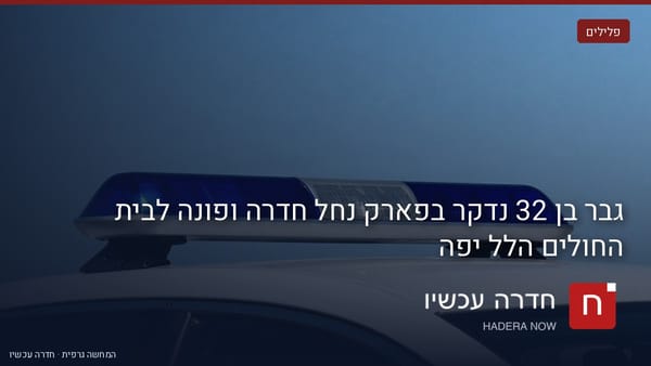 איור: בינה מלאכותית — גבר בן 32 נדקר בפארק נחל חדרה ופונה לבית החולים הלל יפה