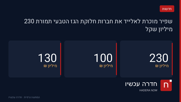כרטיס נתונים: שפיר מוכרת לאלייד את חברות חלוקת הגז הטבעי תמורת 230 מיליון שקל